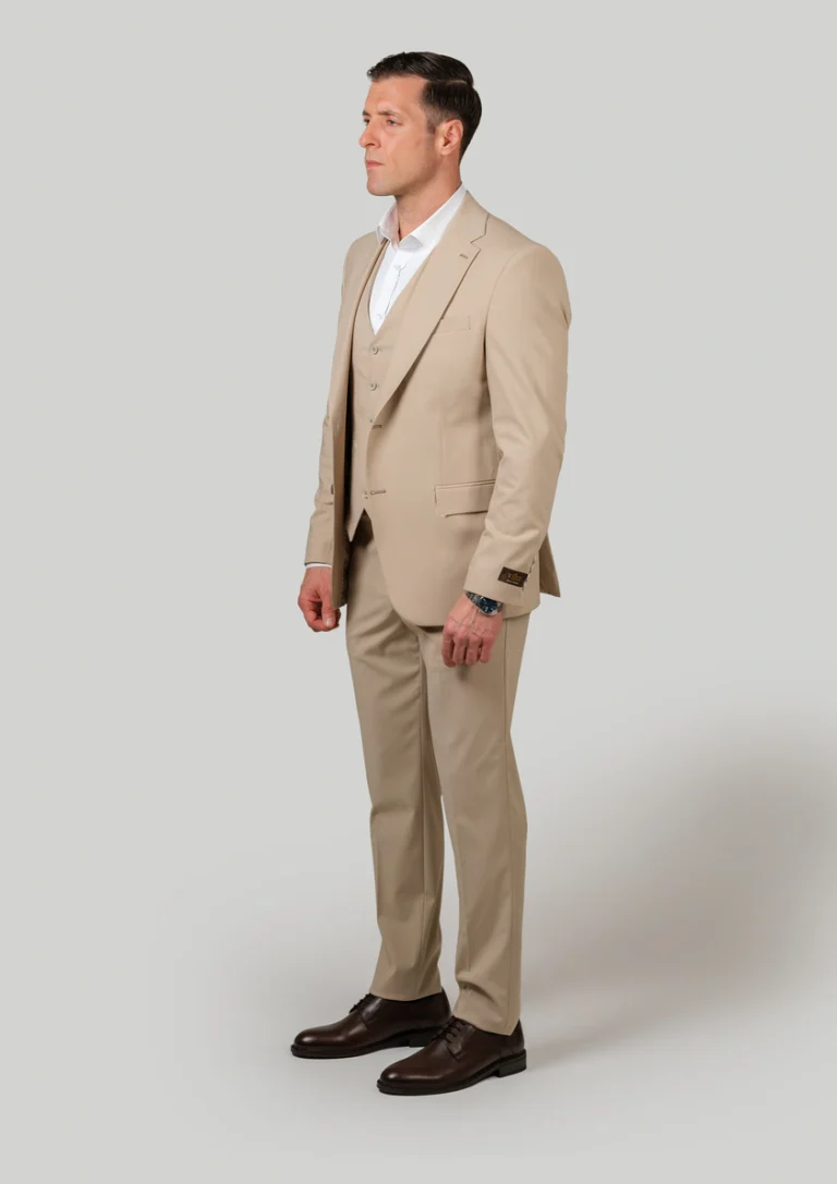 Krem vuneno muško trodelno odelo – Elegant Fit