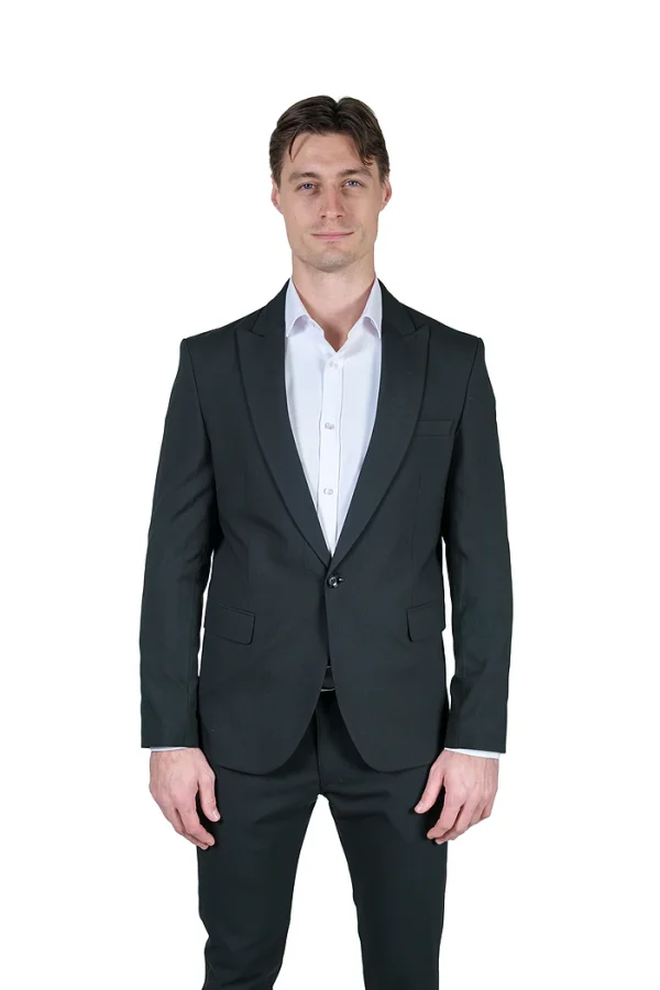Crno muško slim fit dvodelno odelo sport fit prednji prikaz