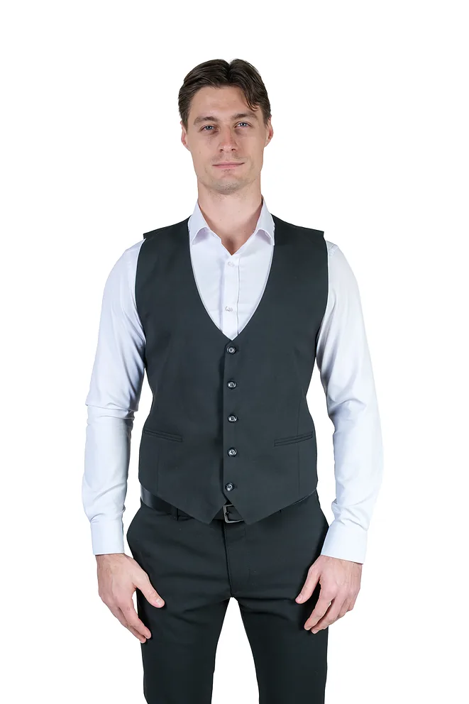 Crno Muško slim fit dvodelno odelo &ndash; prsluk i pantalone