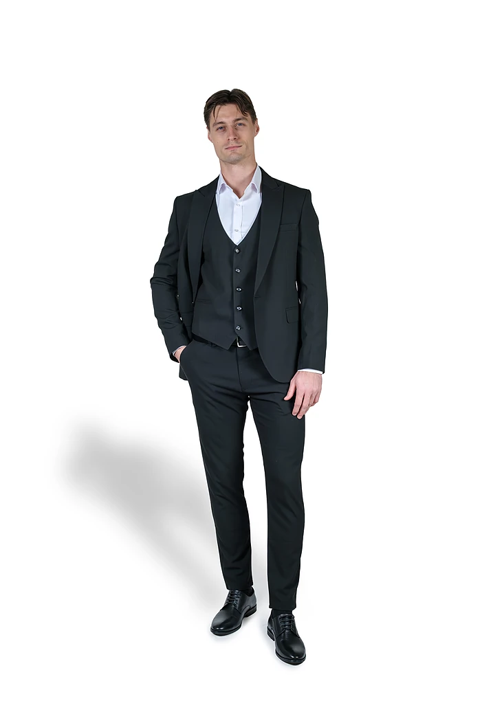 Crno Muško trodelno slim fit odelo &ndash; Sport Fit