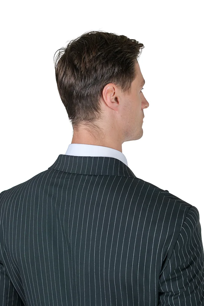 Crno Muško dvoredno prugasto odelo &ndash; 6 buttons