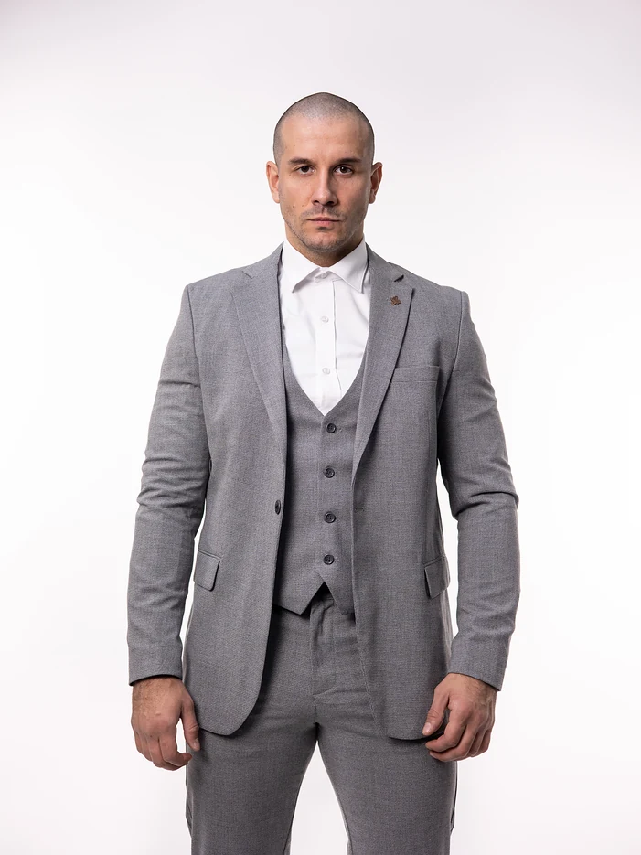 Silver svetlosivo slim fit muško trodelno odelo &ndash; Lugo fit