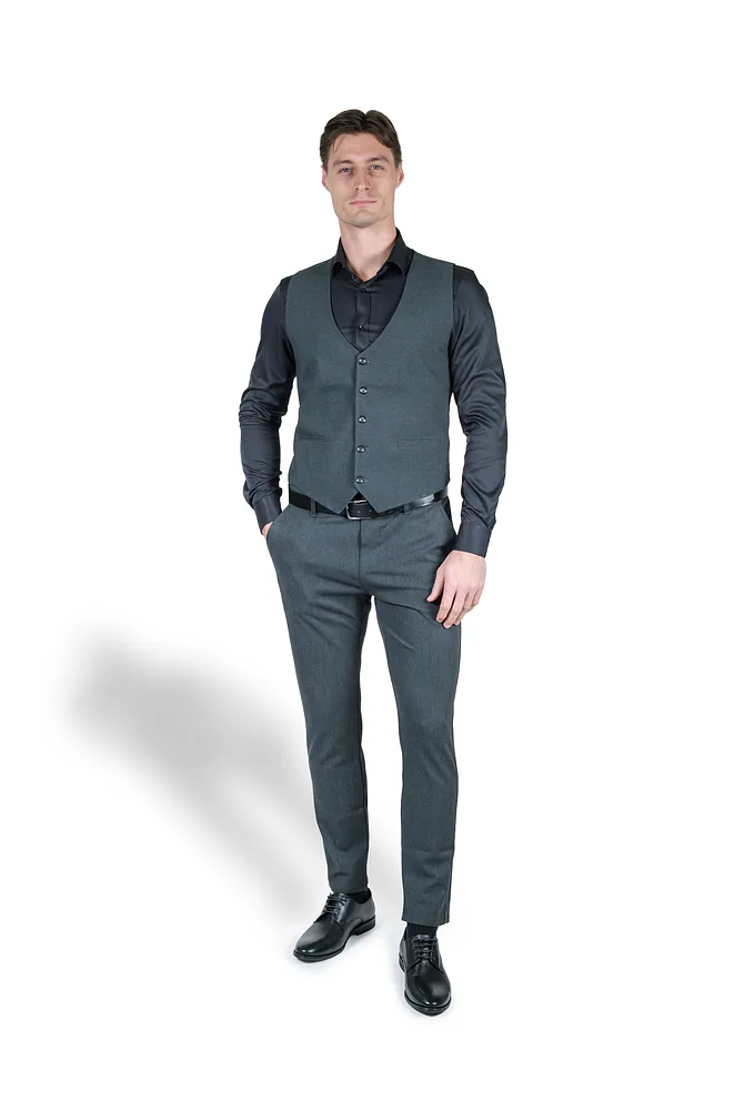Tamnosivi Muški slim fit prsluk &ndash; Sport Fit