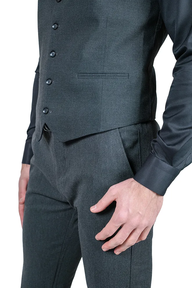 Tamnosivo Muško slim fit dvodelno odelo &ndash; prsluk i pantalone