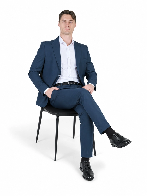 Teget musko slim fit dvodelno odelo 2
