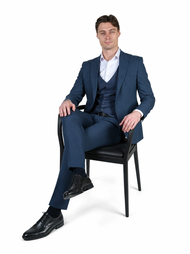 Teget musko slim fit trodelno odelo 2