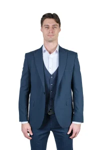 Teget Muško trodelno slim fit odelo - Sport Fit - 64