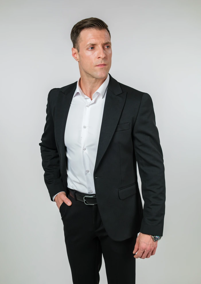 Crno slim fit muško dvodelno odelo – Napoli fit