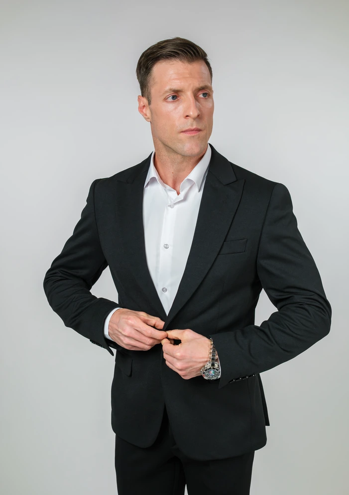 Crno slim fit muško dvodelno odelo – Napoli fit