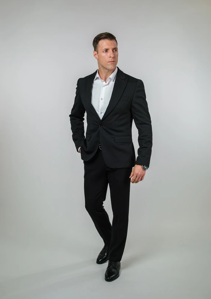 Crno slim fit muško dvodelno odelo – Napoli fit
