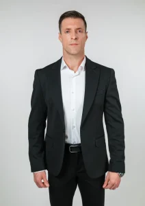 Crno slim fit muško dvodelno odelo - Napoli fit - 64