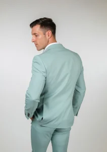 Mint muško odelo sa dvorednim kopčanjem Sport Fit zadnji bočni prikaz