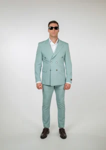 Mint muško odelo sa dvorednim kopčanjem Sport Fit full body prikaz