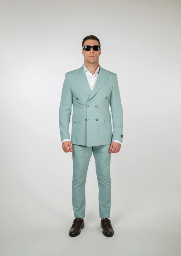 Mint muško odelo sa dvorednim kopčanjem Sport Fit full body prikaz