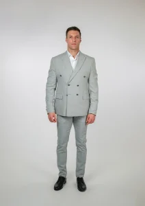 Silver svetlosivo slim fit muško dvodelno odelo Napoli Fit prednji prikaz