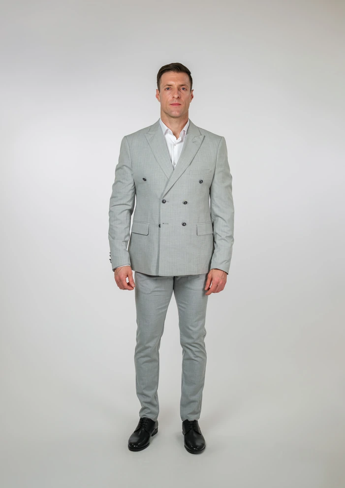 Silver svetlosivo slim fit muško dvodelno odelo – Napoli fit