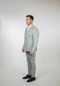 Silver svetlosivo slim fit muško dvodelno odelo Napoli Fit bočni prikaz