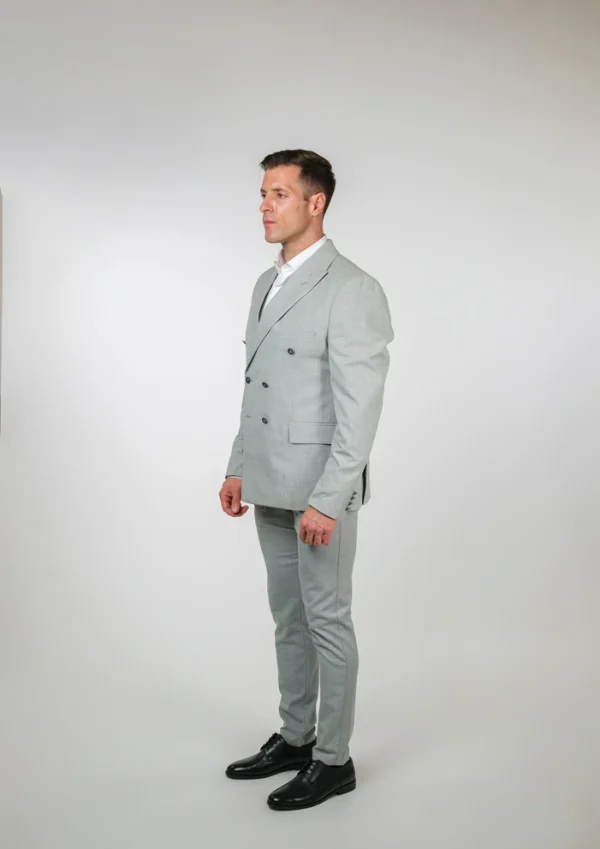 Silver svetlosivo slim fit muško dvodelno odelo Napoli Fit bočni prikaz