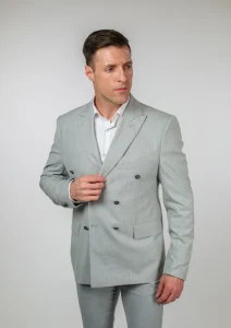 Silver svetlosivo slim fit muško dvodelno odelo Napoli Fit gornji deo prednji prikaz