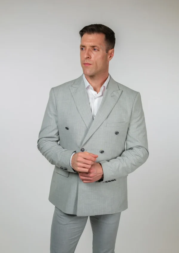 Silver svetlosivo slim fit muško dvodelno odelo Napoli Fit elegantan prednji prikaz