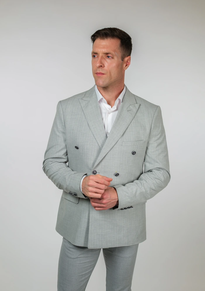 Silver svetlosivo slim fit muško dvodelno odelo – Napoli fit