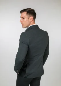 Tamnosivo muško odelo sa dvorednim kopčanjem Sport Fit zadnji prikaz
