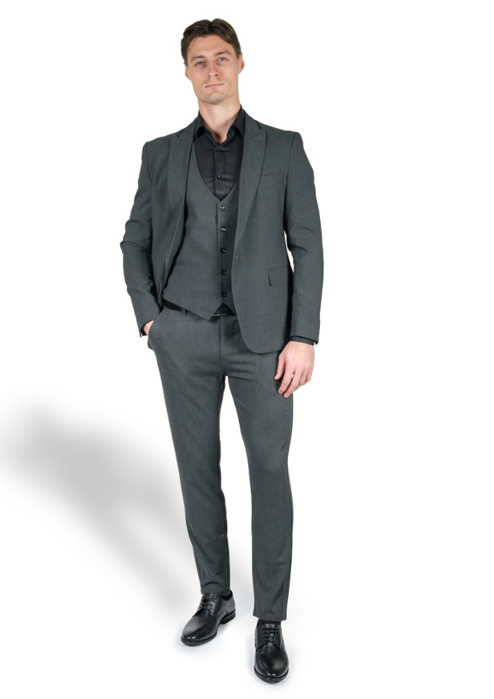 Tamnosivo Muško trodelno slim fit odelo &ndash; Sport Fit