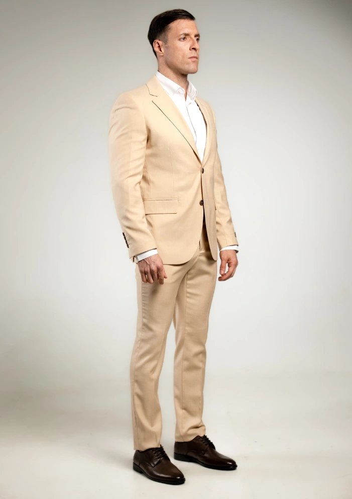 Krem vuneno muško dvodelno odelo – Elegant Fit