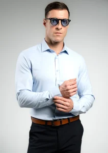 Svetloplava Muška satenska košulja