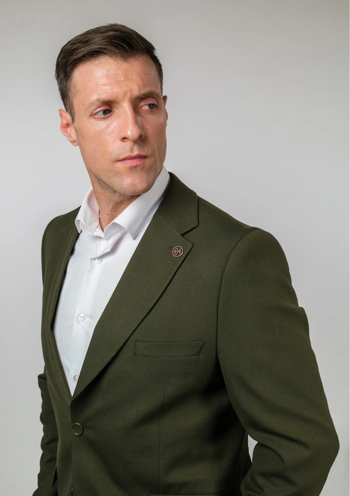 Maslinasto Muško dvodelno slim fit odelo – Napoli fit