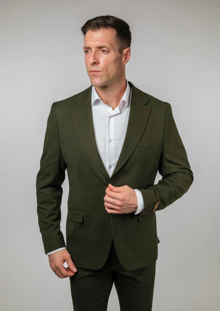 Maslinasto Muško dvodelno slim fit odelo – Napoli fit Maslinasto Muško dvodelno slim fit odelo – Napoli fit