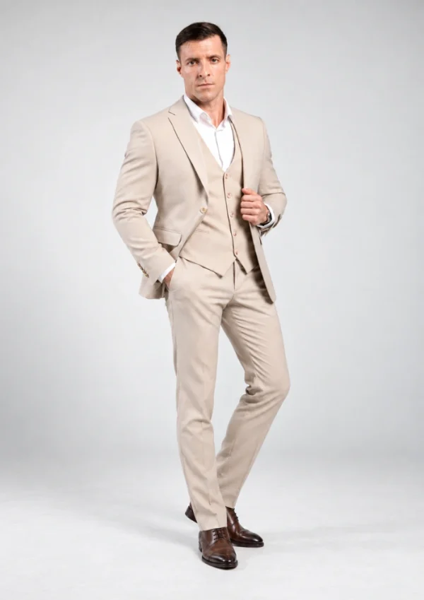 Krem Muško trodelno slim fit odelo - Napoli fit model