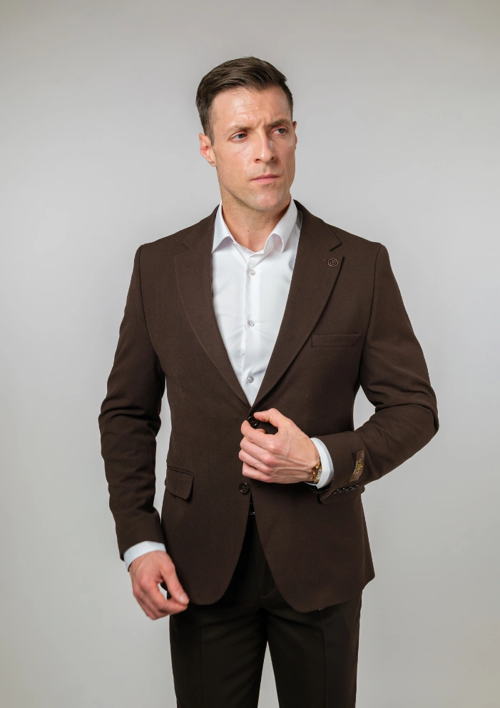 Braon Muško dvodelno slim fit odelo Tobacco – Napoli fit