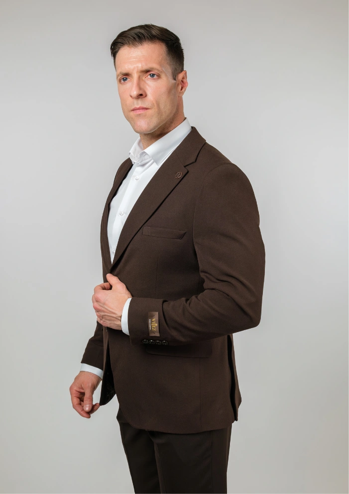 Braon Muško dvodelno slim fit odelo Tobacco – Napoli fit