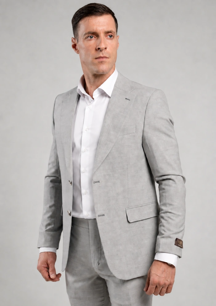 Svetlosivo muško dvodelno slim fit odelo – Napoli fit