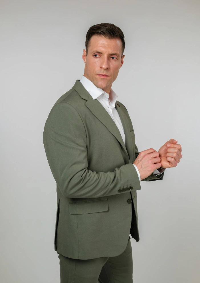 Pastelno Zeleno Muško dvodelno slim fit odelo – Napoli fit