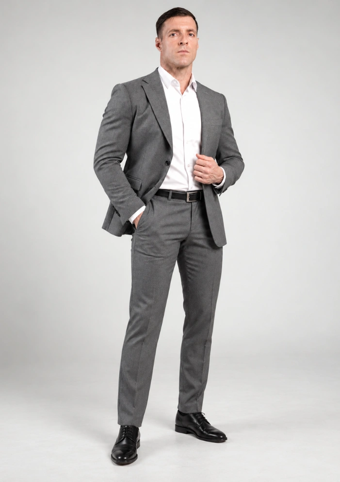 Tamnosivo muško dvodelno slim fit odelo – Napoli fit